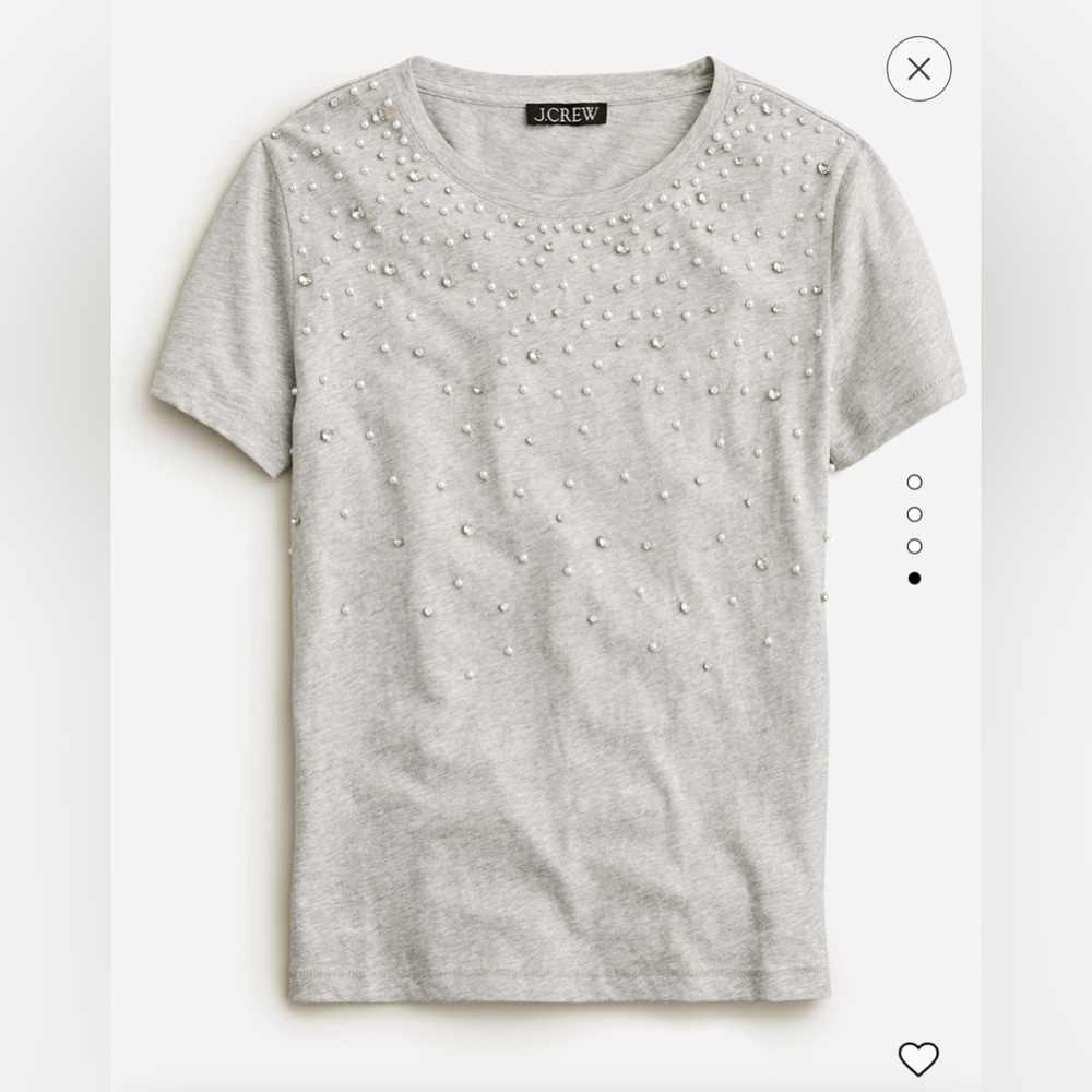 NWT J. crew Pearl and crystal embellished T-shirt